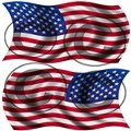2 (Two) 8" American Flag Wavy Waving Sticker Rh Lh