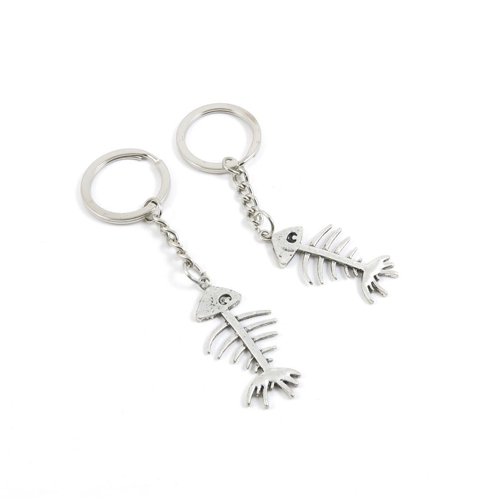 2 Pieces Keyring Keychain Keytag Key Ring Chain Tag Door Car Wholesale Jewelry Making Charms M7YS3 Fish Bone Fishbone