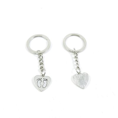 2 Pieces Keyring Keychain Keytag Key Ring Chain Tag Door Car Wholesale Jewelry Making Charms H8AV5 Footprint Love Heart