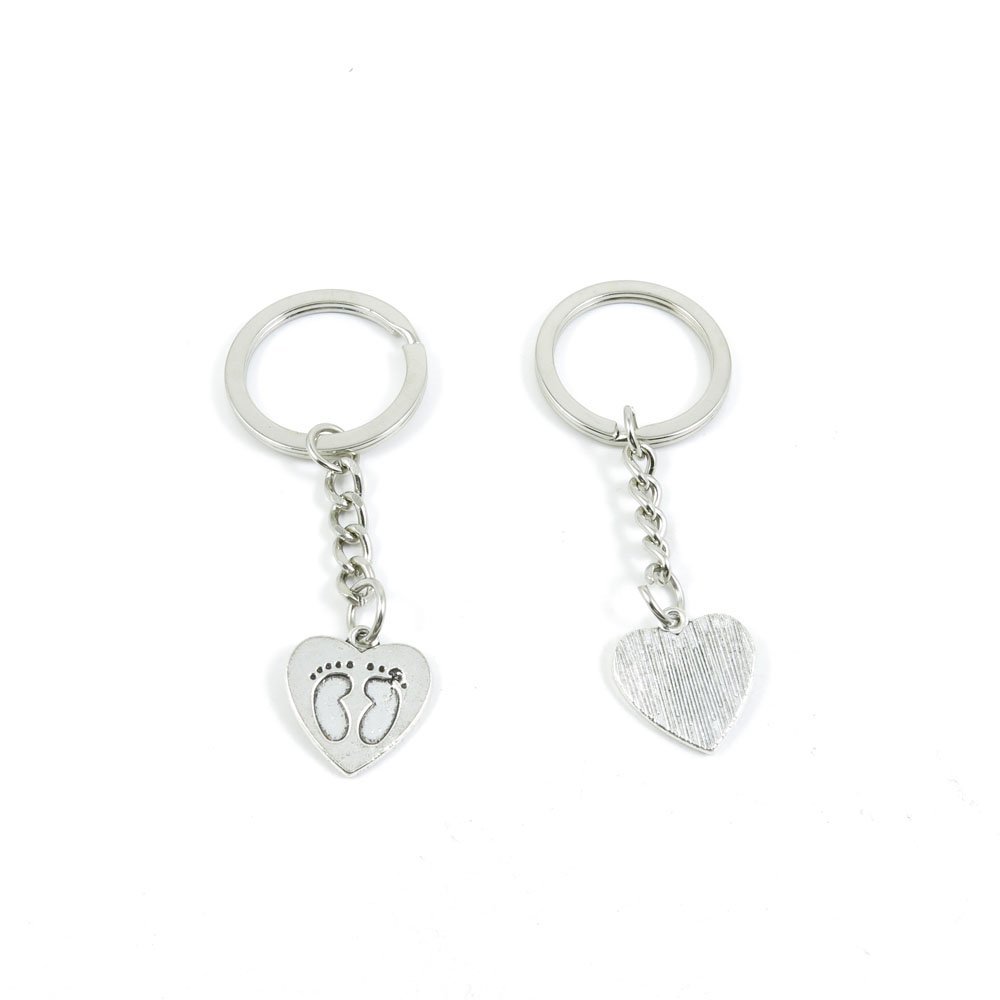 2 Pieces Keyring Keychain Keytag Key Ring Chain Tag Door Car Wholesale Jewelry Making Charms H8AV5 Footprint Love Heart