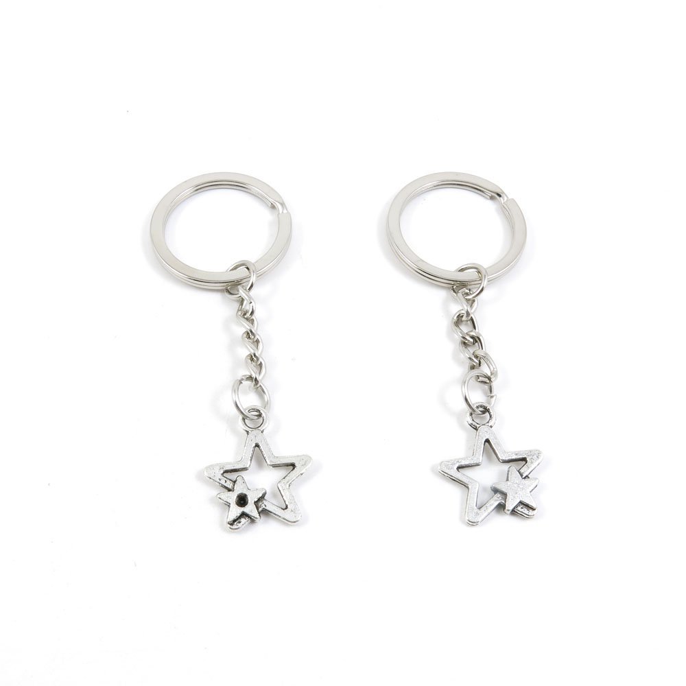 2 Pieces Keyring Keychain Keytag Key Ring Chain Tag Door Car Wholesale Jewelry Making Charms P5KA8 Five-Pointed Star