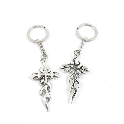 2 Pieces Keyring Keychain Keytag Key Ring Chain Tag Door Car Wholesale Jewelry Making Charms B3FZ6 Fire Latin Cross