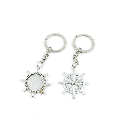 1 Pieces Keyring Keychain Keytag Key Ring Chain Tag Door Car Wholesale Jewelry Making Charms R2TT4 Rudder Cabochon Base Blank