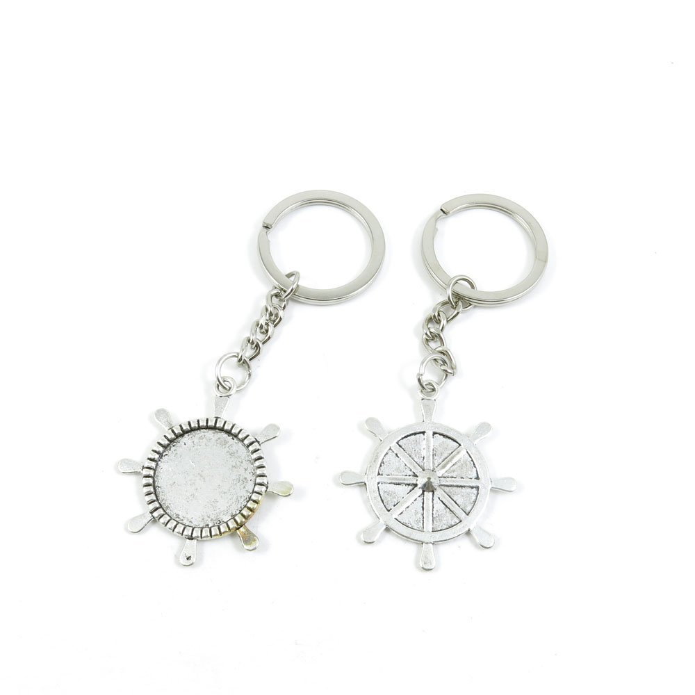 1 Pieces Keyring Keychain Keytag Key Ring Chain Tag Door Car Wholesale Jewelry Making Charms R2TT4 Rudder Cabochon Base Blank
