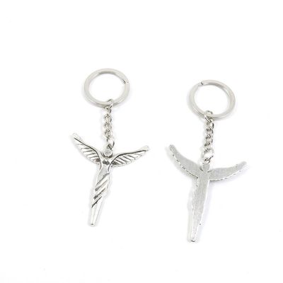 2 Pieces Keyring Keychain Keytag Key Ring Chain Tag Door Car Wholesale Jewelry Making Charms K1LZ2 Angel Cross