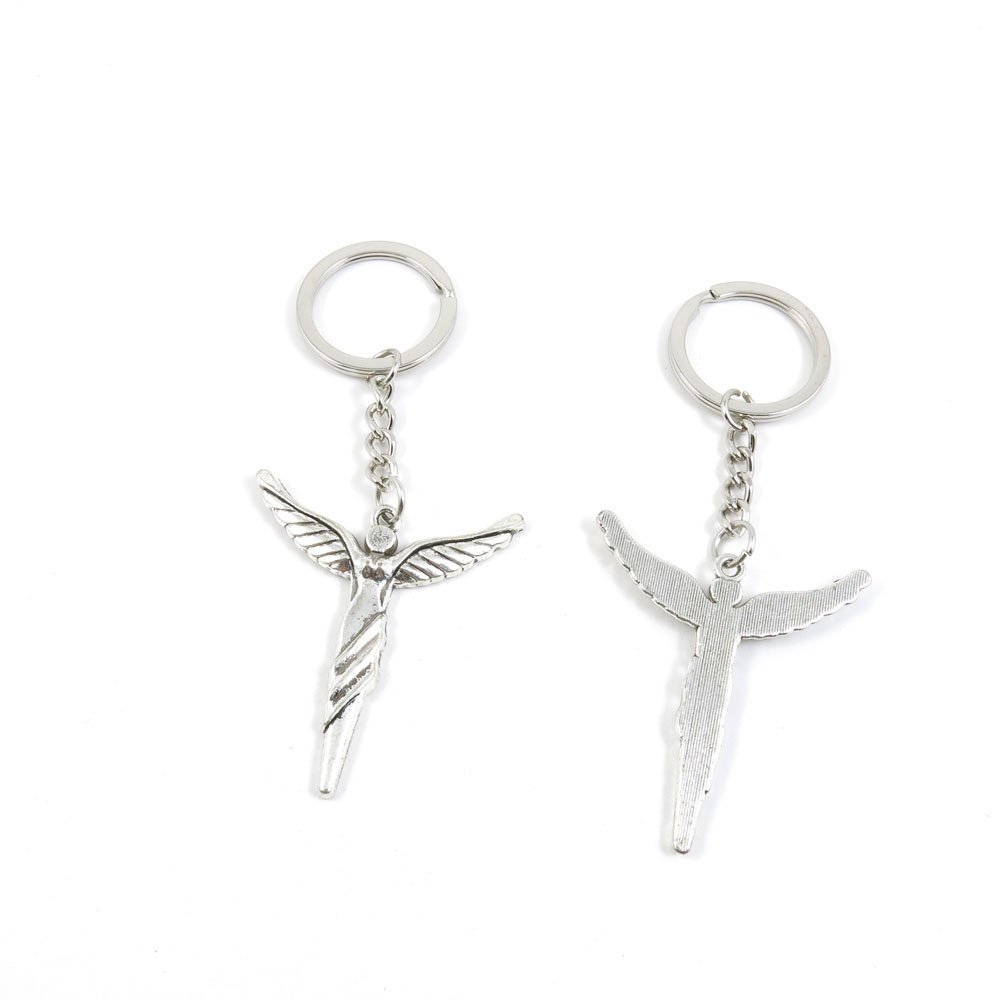 2 Pieces Keyring Keychain Keytag Key Ring Chain Tag Door Car Wholesale Jewelry Making Charms K1LZ2 Angel Cross