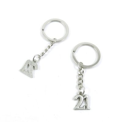 2 Pieces Keyring Keychain Keytag Key Ring Chain Tag Door Car Wholesale Jewelry Making Charms V6NY4 Number Numeral 21