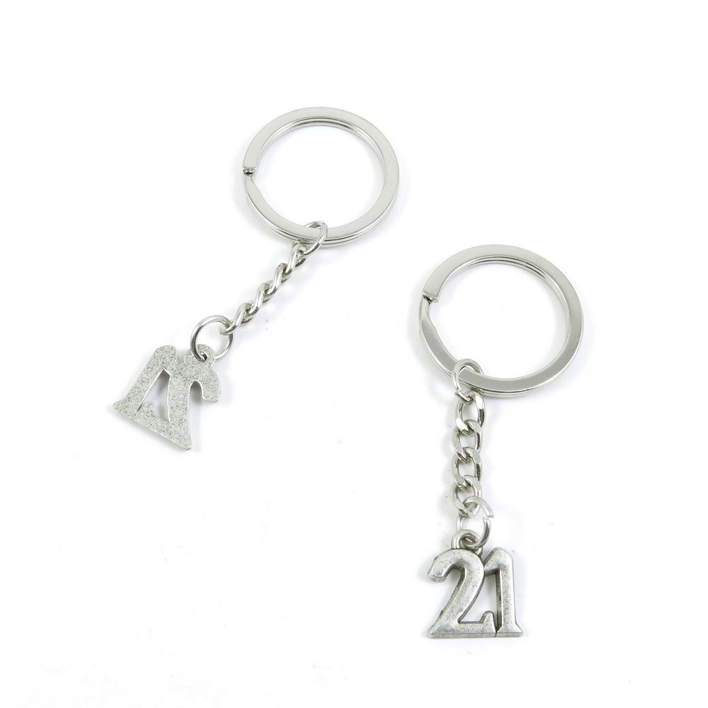 2 Pieces Keyring Keychain Keytag Key Ring Chain Tag Door Car Wholesale Jewelry Making Charms V6NY4 Number Numeral 21