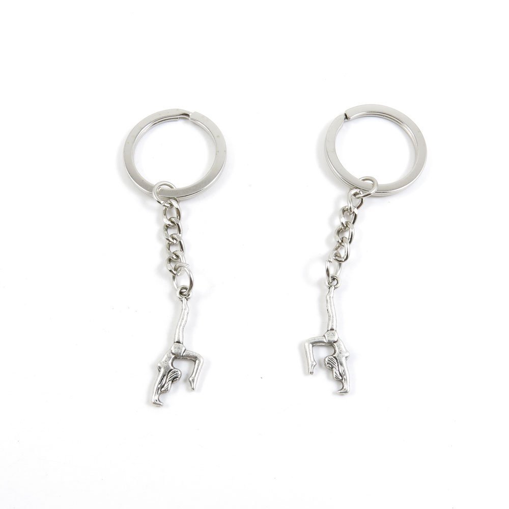 2 Pieces Keyring Keychain Keytag Key Ring Chain Tag Door Car Wholesale Jewelry Making Charms M7WF8 Dancing Gymnastics