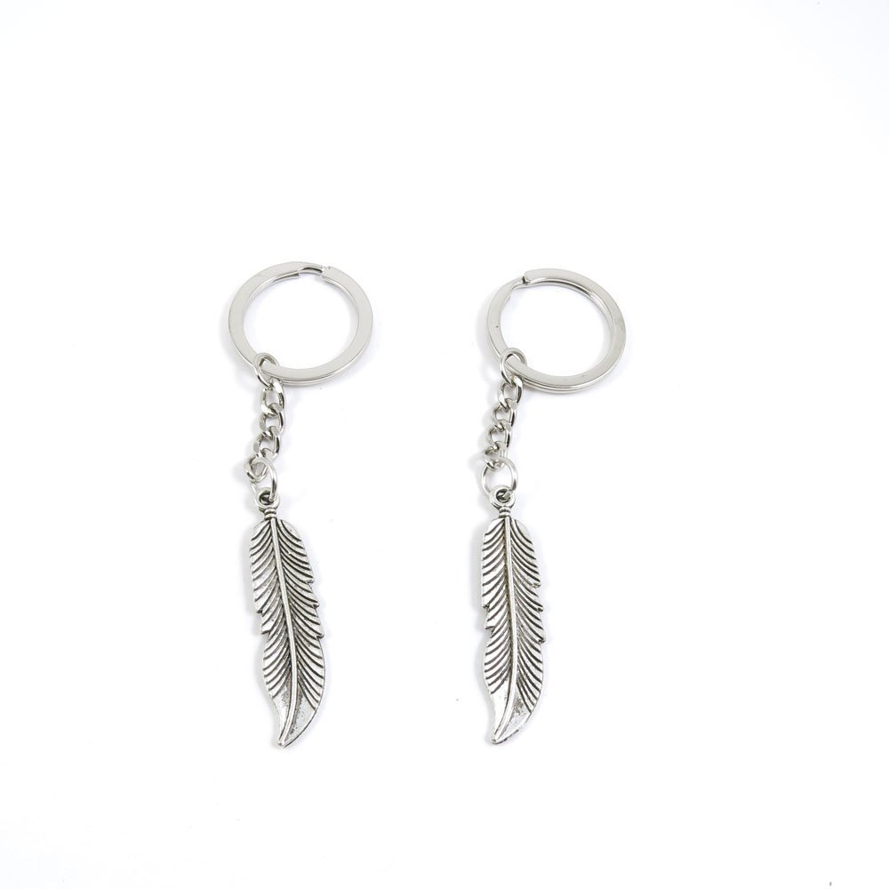 2 Pieces Keyring Keychain Keytag Key Ring Chain Tag Door Car Wholesale Jewelry Making Charms P1SJ2 Feather