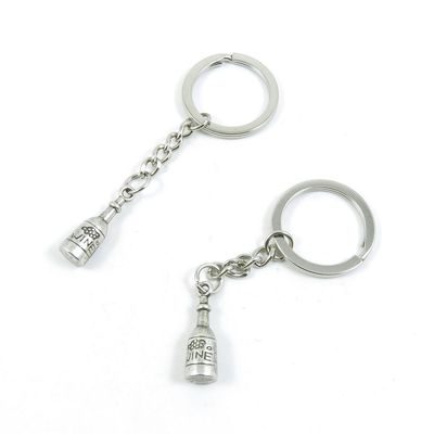 BLUESTONE Charms 10 Pieces Keyrings Keychains Door Car Keys Rings Tags Chain Antique Silver Tone Bulk Lots I8UX7B Wine Bottle
