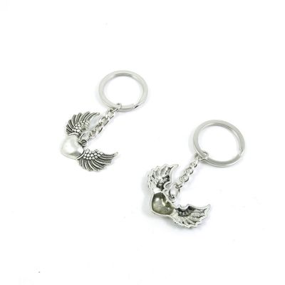 1 Pieces Keyring Key Ring G6XG1 Heart Wings Keychain Automotive Car Door Key Tags Findings Charms Chains