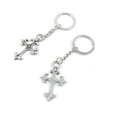 5 Pieces Keyring Key Ring K9XR3 Jesus Cross Keychain Automotive Car Door Key Tags Findings Charms Chains