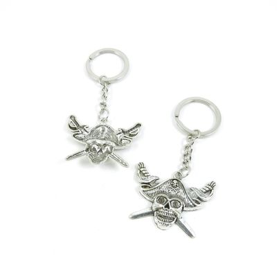 1 Pieces Keyring Key Ring C7HQ9 Pirate Skull Head Keychain Automotive Car Door Key Tags Findings Charms Chains