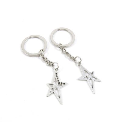 5 Pieces Keyring Key Ring W2FY4 Five-Pointed Star Keychain Automotive Car Door Key Tags Findings Charms Chains