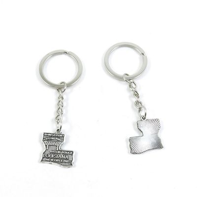 1 Pieces Keyring Keychain Keytag Key Ring Chain Tag Door Car Wholesale Jewelry Making Charms V7DC2 Louisiana Map Tag