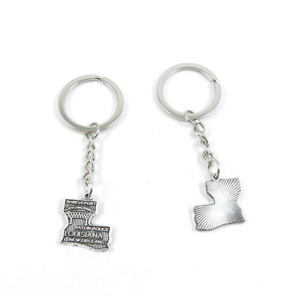 1 Pieces Keyring Keychain Keytag Key Ring Chain Tag Door Car Wholesale Jewelry Making Charms V7DC2 Louisiana Map Tag