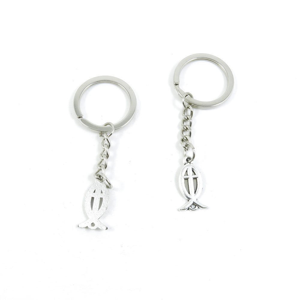2 Pieces Keyring Keychain Keytag Key Ring Chain Tag Door Car Wholesale Jewelry Making Charms M6RN1 Fish Cross Connector