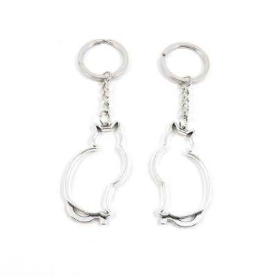2 Pieces Keyring Keychain Keytag Key Ring Chain Tag Door Car Wholesale Jewelry Making Charms N2VO2 Hollow Cat Frame