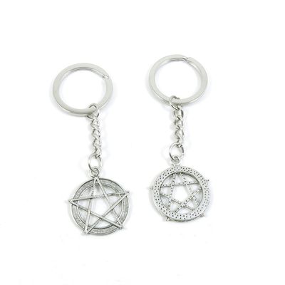 2 Pieces Keyring Keychain Keytag Key Ring Chain Tag Door Car Wholesale Jewelry Making Charms M8BN9 Pentacle