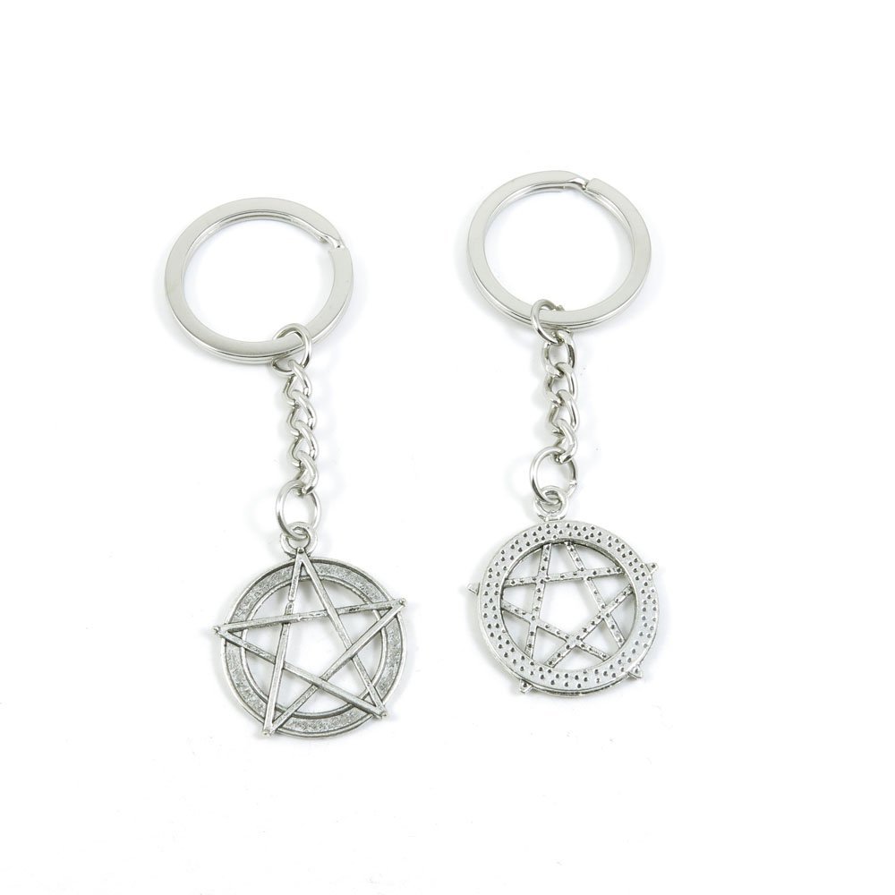 2 Pieces Keyring Keychain Keytag Key Ring Chain Tag Door Car Wholesale Jewelry Making Charms M8BN9 Pentacle