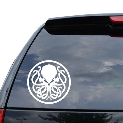 DiamondCutStickerz Cthulhu Badge Myth Decal Sticker Car Truck Motorcycle Window Bumper Laptop Wall Decor - Size (05 Inch / 13 Cm Tall) - Color Black (Matte Finish)