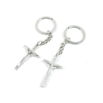 5 Pieces Keyring Key Ring V1RT3 Latin Cross Keychain Automotive Car Door Key Tags Findings Charms Chains