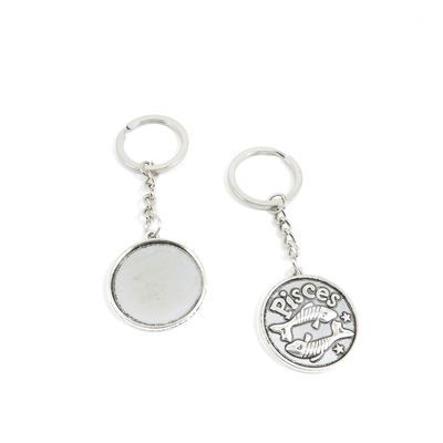 5 Pieces Keyring Key Ring N0PT5 Pisces Round Cabochon Base Keychain Automotive Car Door Key Tags Findings Charms Chains