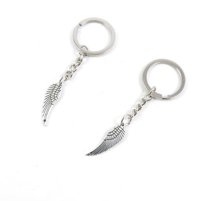 5 Pieces Keyring Key Ring H6RF8 Angel Wings Keychain Automotive Car Door Key Tags Findings Charms Chains