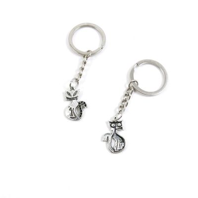 5 Pieces Keyring Key Ring Q2FJ8 Kitten Cat Keychain Automotive Car Door Key Tags Findings Charms Chains