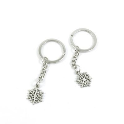 5 Pieces Keyring Key Ring H4YZ4 Snowflake Snow Flake Keychain Automotive Car Door Key Tags Findings Charms Chains