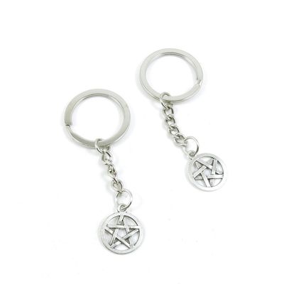 5 Pieces Keyring Key Ring K1CH5 Pentacle Keychain Automotive Car Door Key Tags Findings Charms Chains