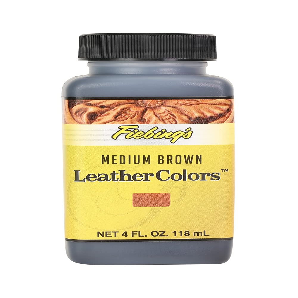 Fiebing's LeatherColors 4oz Medium Brown - Water Based penetrating & Permanent Leather dye