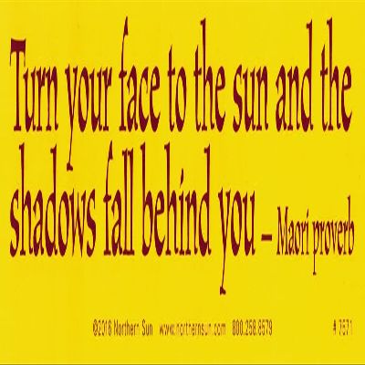 Turn Your Face To The Sun And The Shadows Fall Behind You - Maori Proverb - Magnetic Bumper Sticker / Decal Magnet (11.5" X 3")