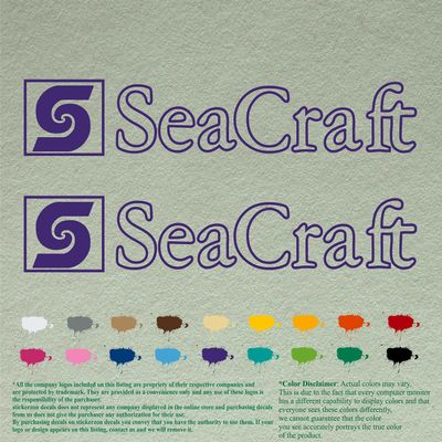 SeaCraft Compatible Replacement Decals Sea Craft Vinyl Stickers Boats Outboard Motor Set of 2 (12", Purple 404)
