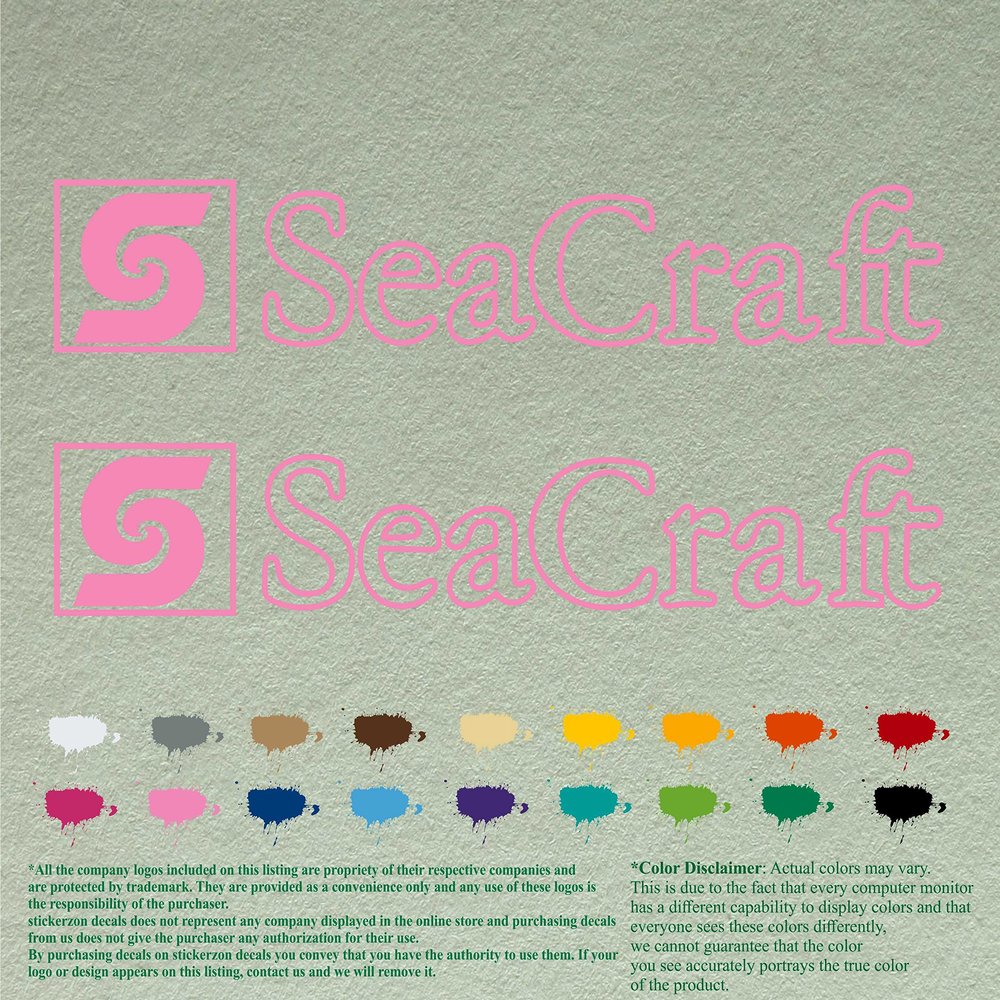 SeaCraft Compatible Replacement Decals Sea Craft Vinyl Stickers Boats Outboard Motor Set of 2 (36", Soft Pink 045)