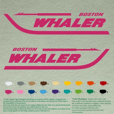 Pair of Boston Whaler Compatible Replacement Decals Vinyl Stickers Boat Outboard Motor Set of 2 (24" X 5", Pink 041)