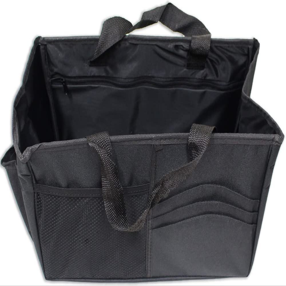 ToolUSA Auto Console Organizer | 15" x 7.5" x 7.75" | Secure Pockets & CD Sleeves | Ideal for Travel Essentials & Kid's Items