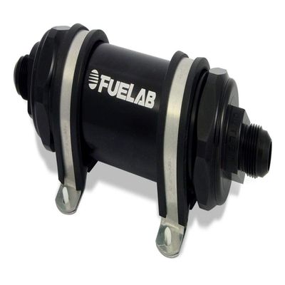 Fuelab - 828 In-Line Fuel Filter Long -12AN In/Out 40 Micron Stainless - Black (82814-1)