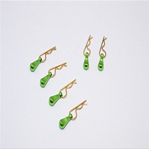 Body Clips + Aluminum Mount For 1/36 To 1/16 Models - 6Pcs Set Green