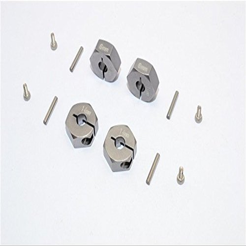 Aluminum Wheel Hex Adapter 14mmx6mm - 4Pcs Set Gray Silver