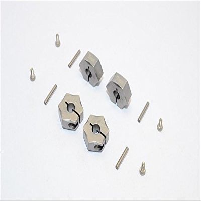 Aluminum Wheel Hex Adapter 14mmx7mm - 4Pcs Set Gray Silver