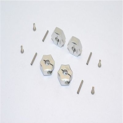 Aluminum Wheel Hex Adapter 14mmx7mm - 4Pcs Set Silver
