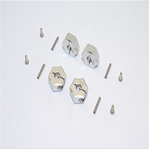 Aluminum Wheel Hex Adapter 14mmx7mm - 4Pcs Set Silver