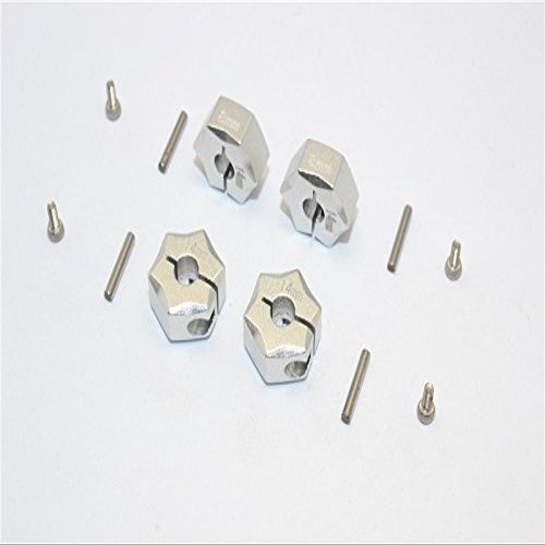 Aluminum Wheel Hex Adapter 14mmx8mm - 4Pcs Set Silver