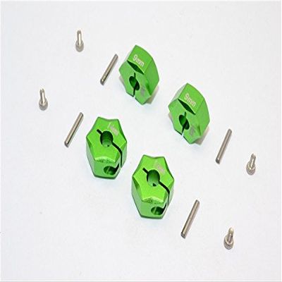 Aluminum Wheel Hex Adapter 14mmx9mm - 4Pcs Set Green
