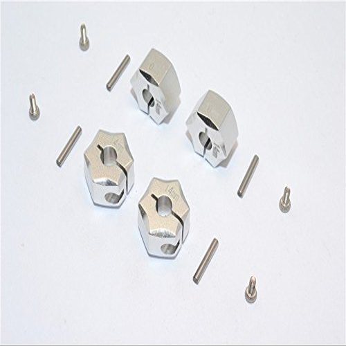 Aluminum Wheel Hex Adapter 14mmx10mm - 4Pcs Set Silver