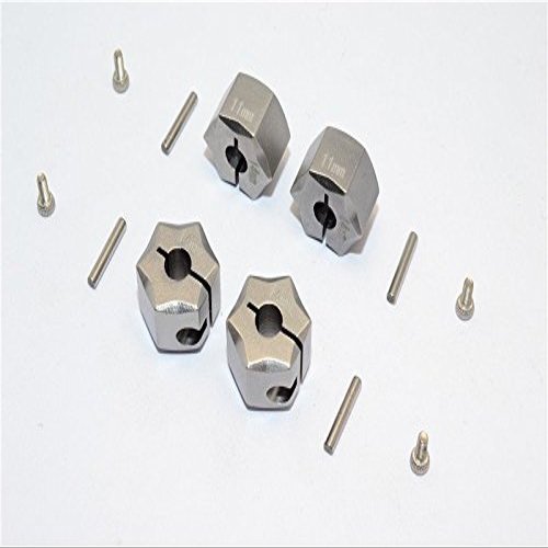 Aluminum Wheel Hex Adapter 14mmx11mm - 4Pcs Set Gray Silver