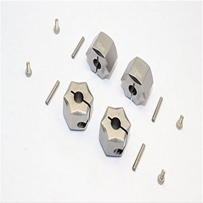 Aluminum Wheel Hex Adapter 14mmx12mm - 4Pcs Set Gray Silver