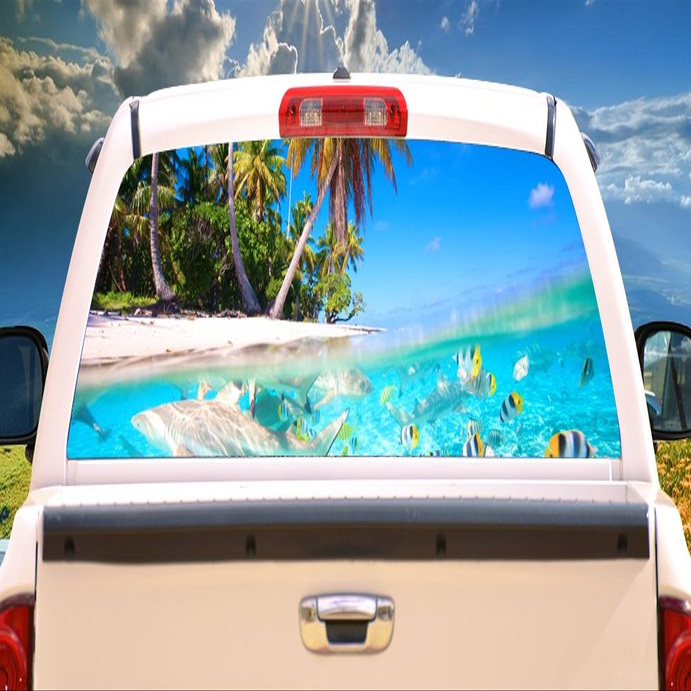 SignMission ON A Beach Rear Window Graphic Truck View Thru Vinyl Decal Back